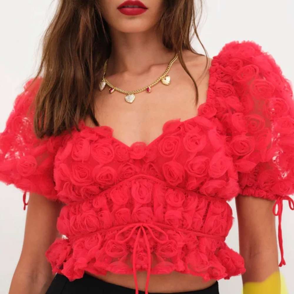 For Love & Lemons - Hannah Crop Top in Red